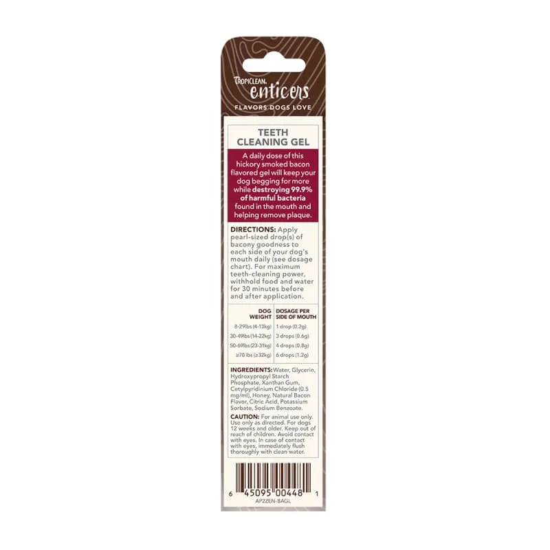 [15% OFF] Tropiclean Enticers Hickory Smoked Bacon Teeth Cleaning Gel for Dogs 2oz
