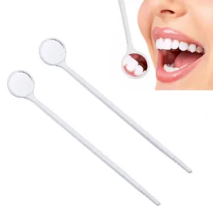 2 Dental Mouth Exam Mirrors Oral Clean Teeth Instrument Handle Laryngeal Dentist