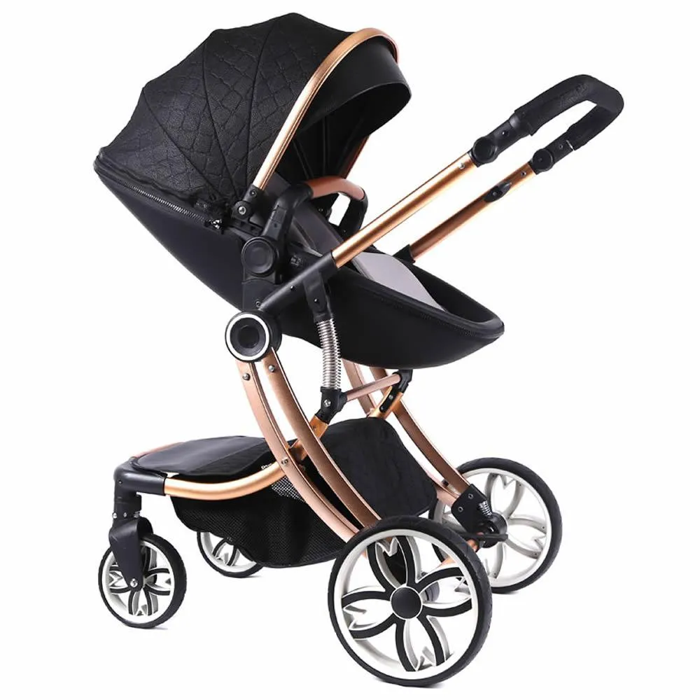 2 in 1 Luxury Pram Baby Stroller (Black ) - BB-24