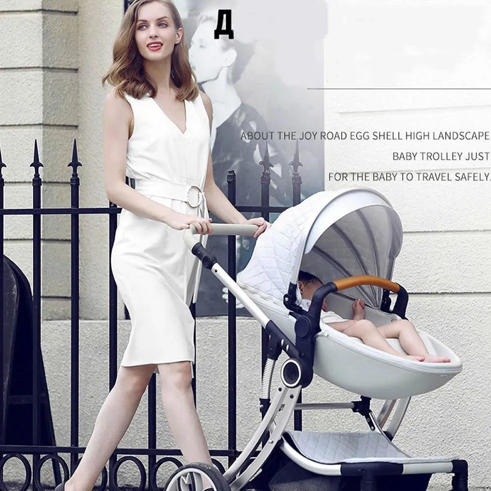 2 in 1 Luxury Pram Baby Stroller (Black ) - BB-24