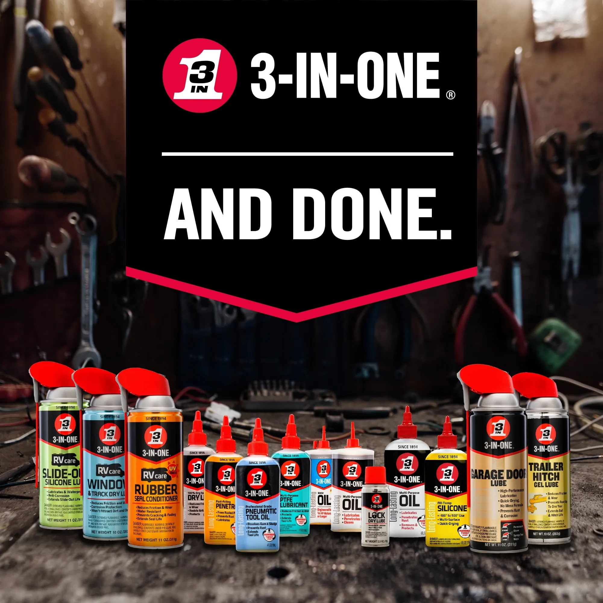 3-IN-ONE Professional Garage Door Lubricant with Smart StrawSprays 2 Ways, 11 OZ, 100584