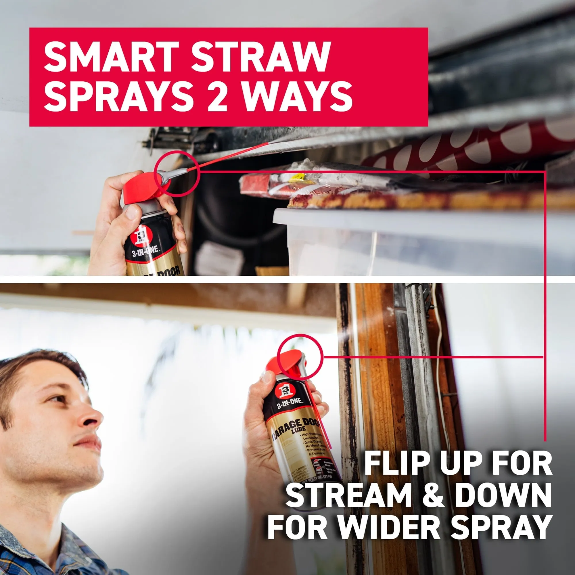 3-IN-ONE Professional Garage Door Lubricant with Smart StrawSprays 2 Ways, 11 OZ, 100584