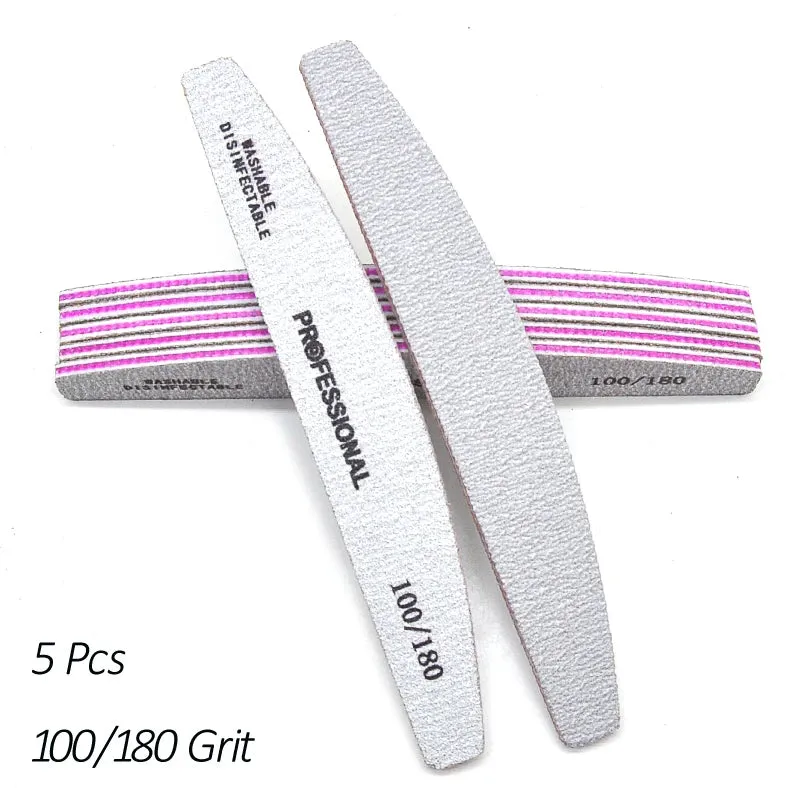 5/10 Pcs/Lot Professional Nail Files For Manicure 80 100 180 Grey Boat Nail Polish File Emery Board Strong Sandpaper Nails File