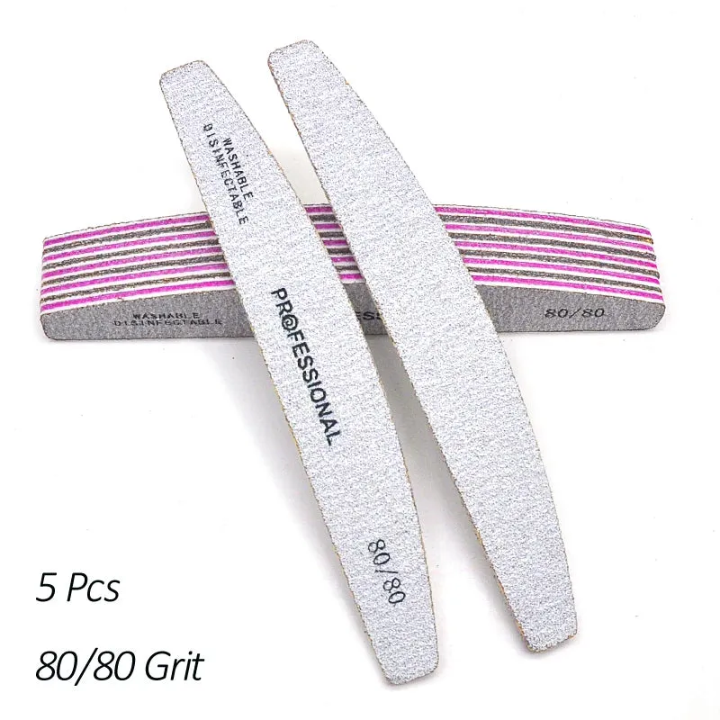 5/10 Pcs/Lot Professional Nail Files For Manicure 80 100 180 Grey Boat Nail Polish File Emery Board Strong Sandpaper Nails File