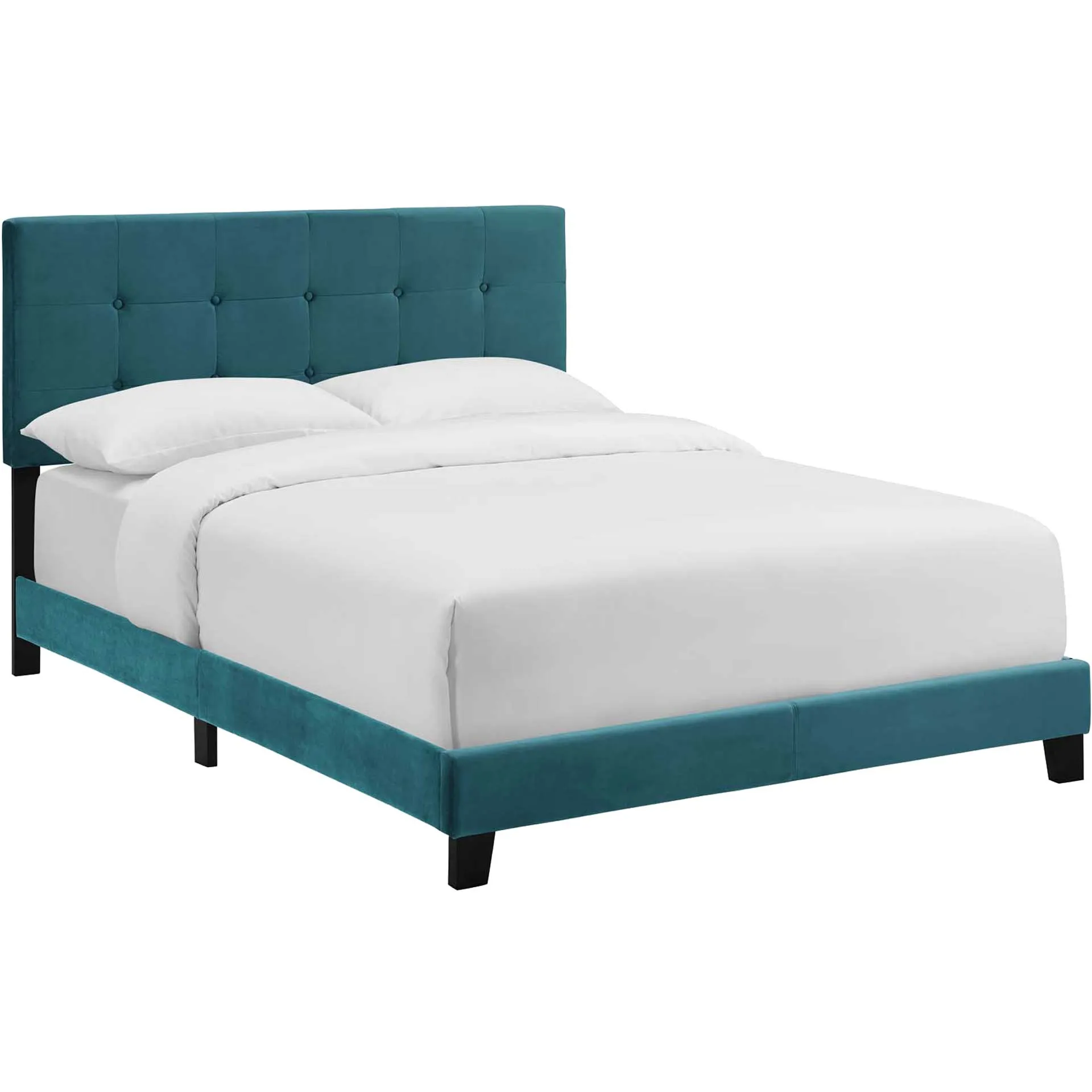 Adriane Upholstered Velvet Bed Sea Blue