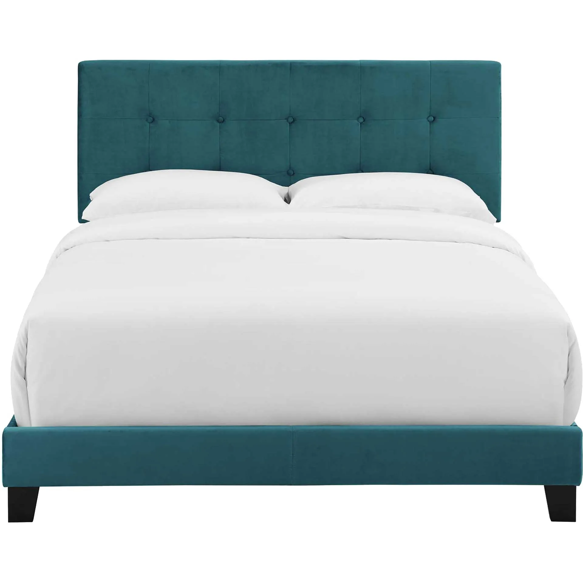 Adriane Upholstered Velvet Bed Sea Blue