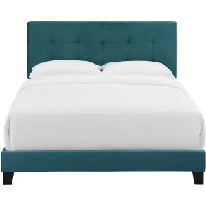 Adriane Upholstered Velvet Bed Sea Blue