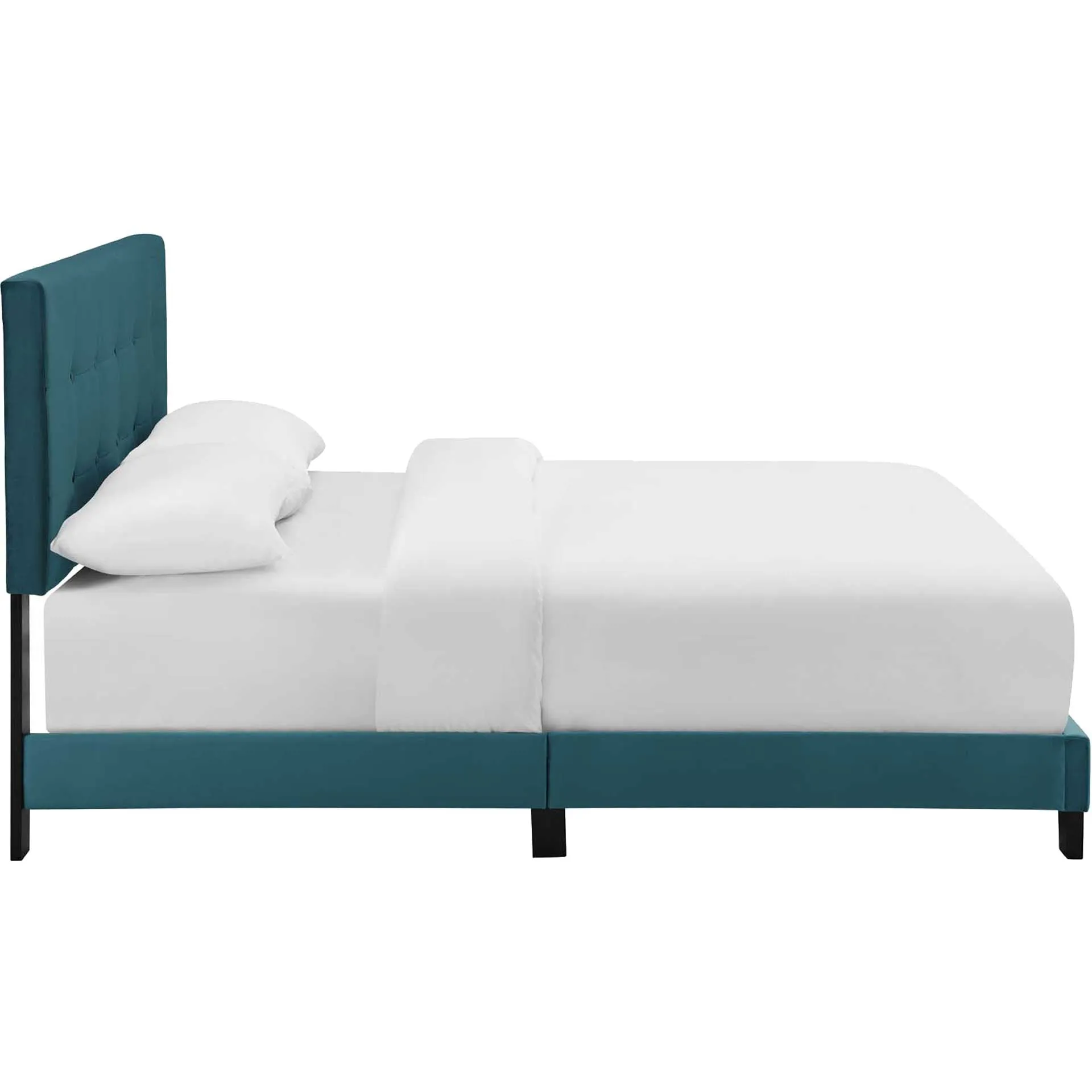 Adriane Upholstered Velvet Bed Sea Blue