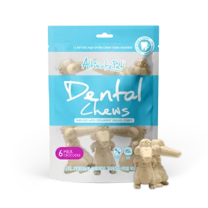 Altimate Pet Dog Dental Chews Infused with Spearmint Breath Strips - Milk Crocodile 6pcs