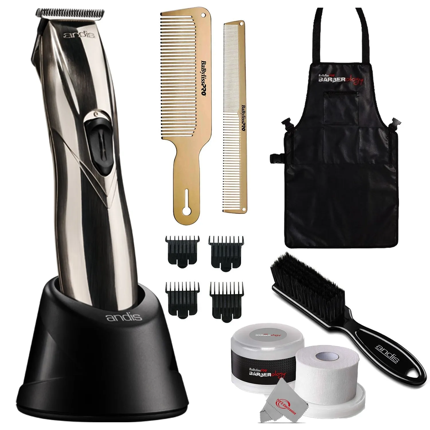 Andis 32400 Slimline Pro D-8 Li Cord / Cordless Lightweight Trimmer, Chrome   All You Need Accessory Bundle