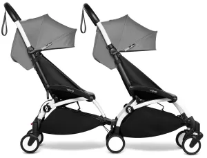 Babyzen YOYO Connect Double Stroller 6  / 6  Bundle - White / Grey