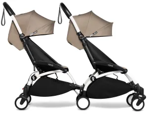 Babyzen YOYO Connect Double Stroller 6  / 6  Bundle - White / Taupe