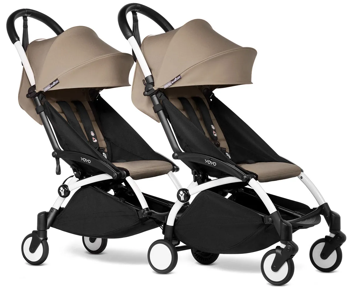 Babyzen YOYO Connect Double Stroller 6  / 6  Bundle - White / Taupe