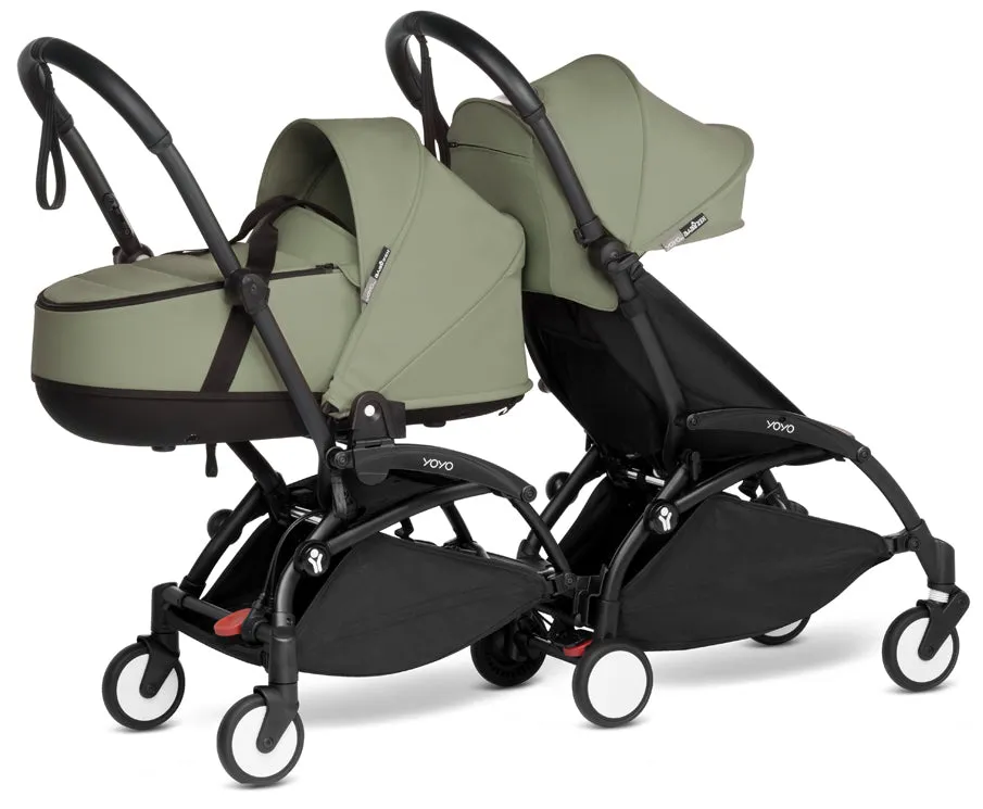 Babyzen YOYO Connect Double Stroller Bassinet / 6  Bundle - Black / Olive