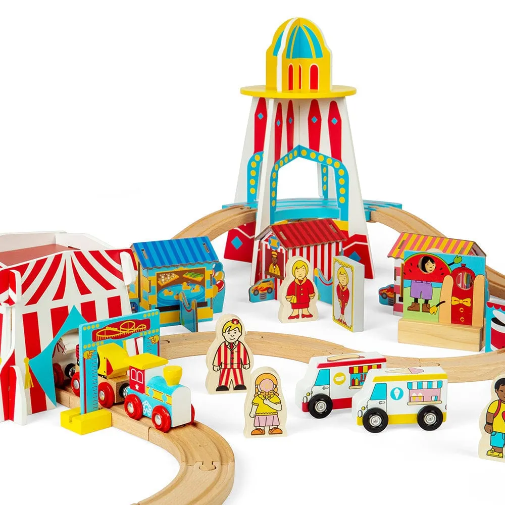 Bigjigs Rail Wooden Fun Fair Train Set