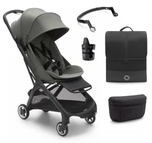 Bugaboo Butterfly Complete Compact Stroller   Essentials Bundle - Black / Forest Green
