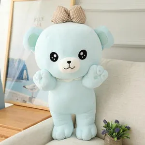 Cute & Cuddly Teddy Bear Stuffed Animals Ribbon Pillow Kawaii Plushies Collection