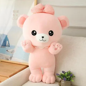 Cute & Cuddly Teddy Bear Stuffed Animals Ribbon Pillow Kawaii Plushies Collection