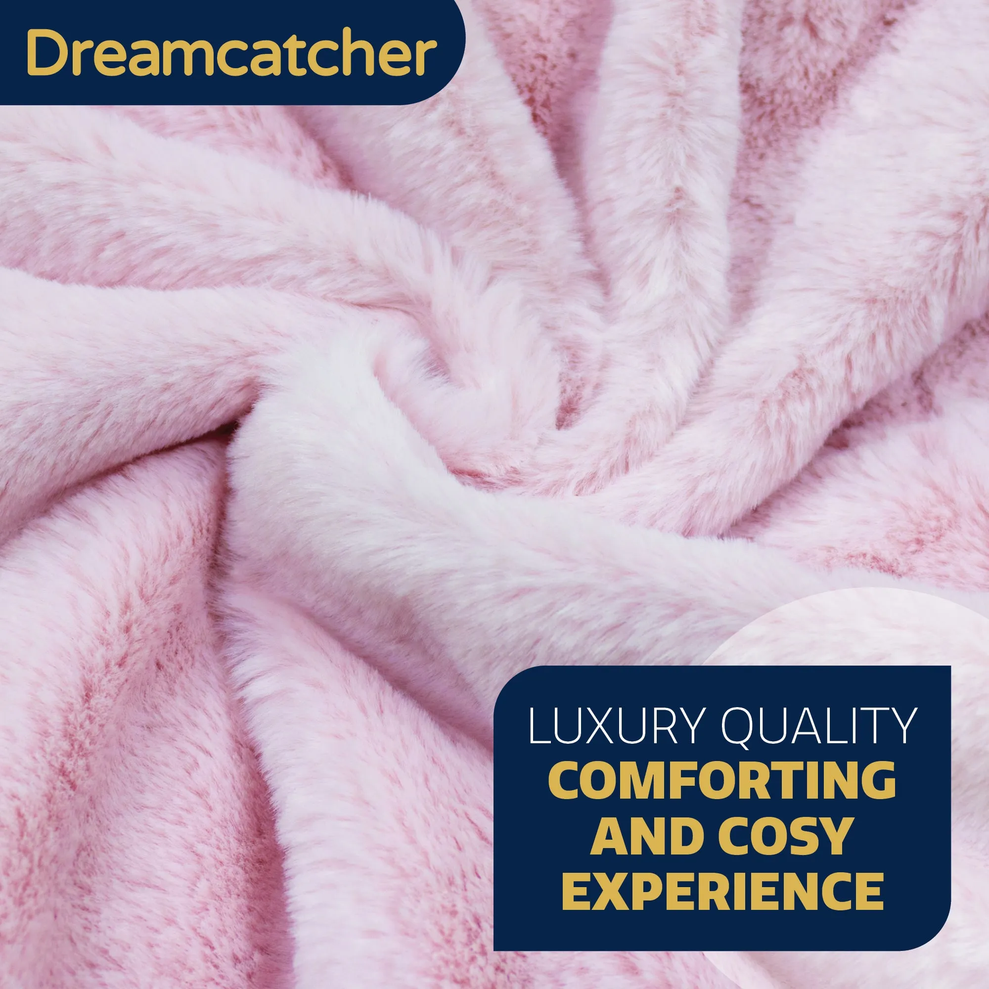 Dreamcatcher Faux Fur Throw Blanket 160 x 130 cm Soft Fleece Blanket - Pink