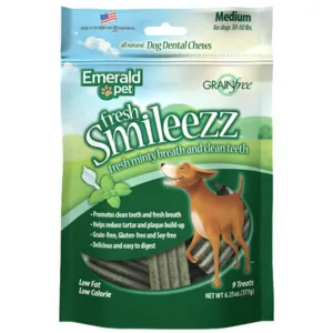 Emerald Pet Fresh Smileezz Grain-Free Medium Dental Dog Treats