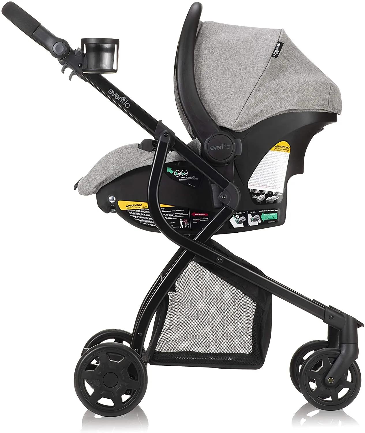 evenflo Omni Plus Modular Stroller Travel System With LiteMax Rear-Facing Infant Car Seat, Heather Grey, 53312353C