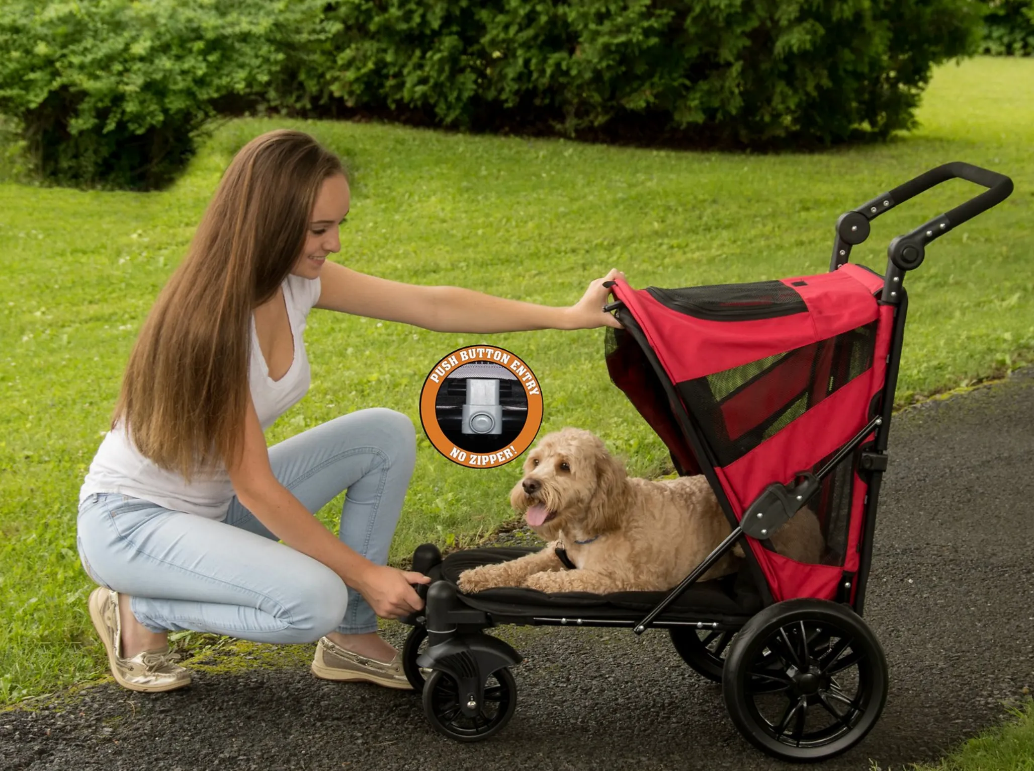 Excursion NO-ZIP Pet Stroller ~ Candy Red