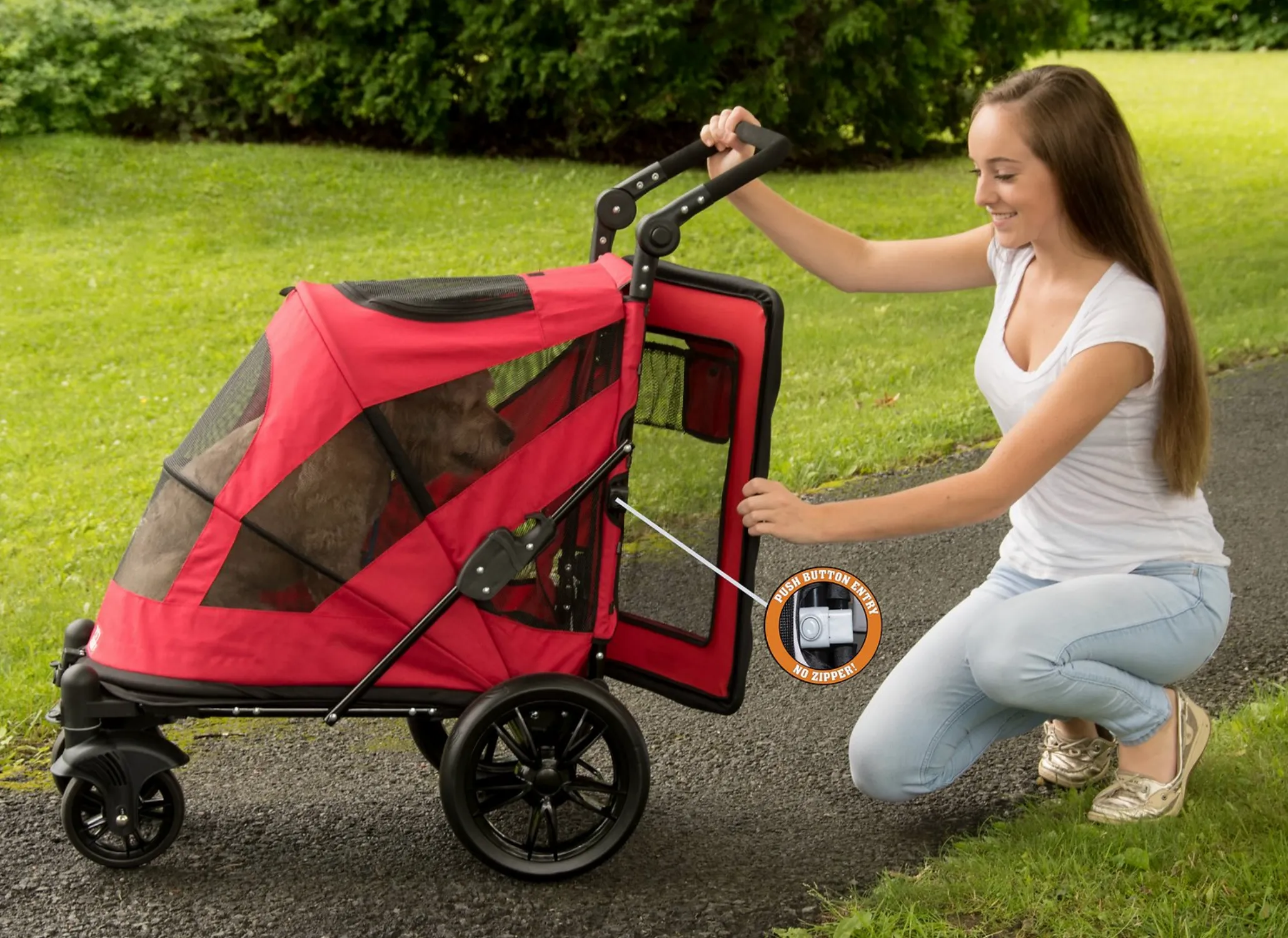 Excursion NO-ZIP Pet Stroller ~ Candy Red