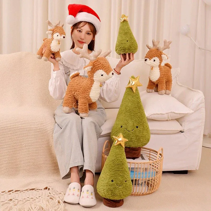 Fluffy Kawaii Christmas Tree & Reindeer Plushie