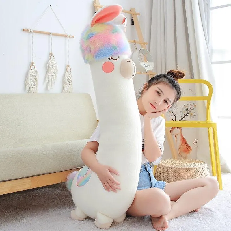 Fluffy Kawaii Rainbow Hair Alpaca Stuffed Animals Squad Plushies