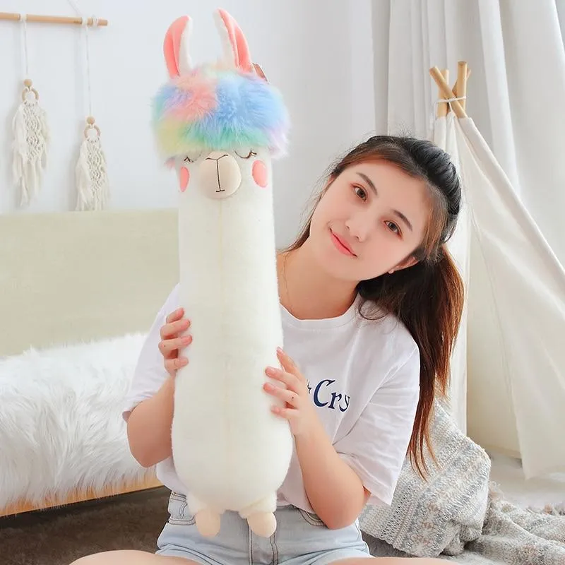 Fluffy Kawaii Rainbow Hair Alpaca Stuffed Animals Squad Plushies
