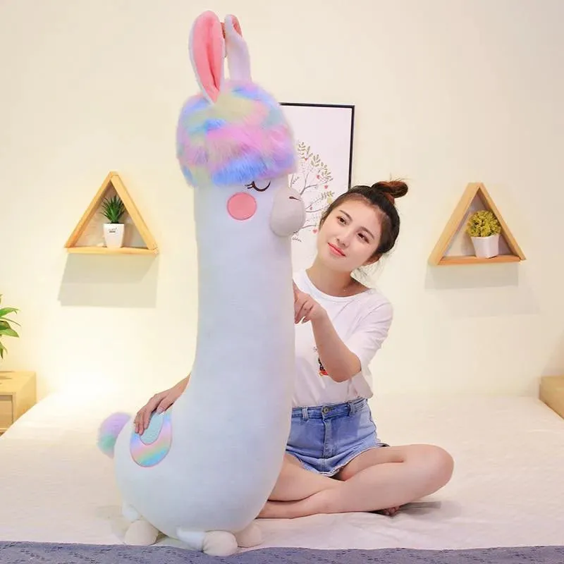 Fluffy Kawaii Rainbow Hair Alpaca Stuffed Animals Squad Plushies