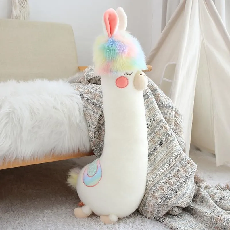Fluffy Kawaii Rainbow Hair Alpaca Stuffed Animals Squad Plushies