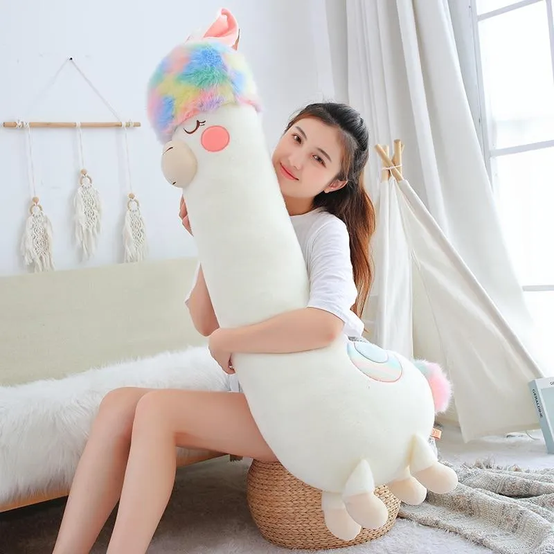 Fluffy Kawaii Rainbow Hair Alpaca Stuffed Animals Squad Plushies