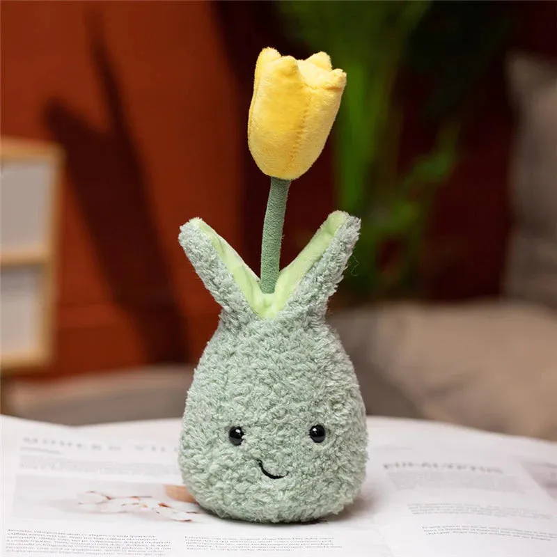 Friendly Kawaii Cuddly Tulip Flower Pot Stuffed Toy Plushie Collection