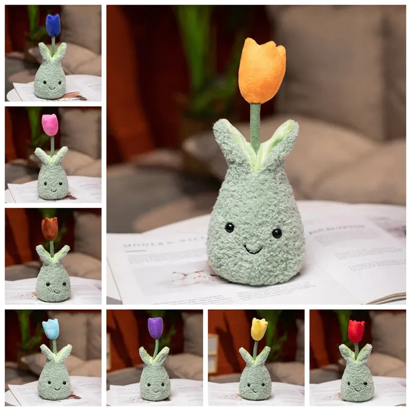 Friendly Kawaii Cuddly Tulip Flower Pot Stuffed Toy Plushie Collection