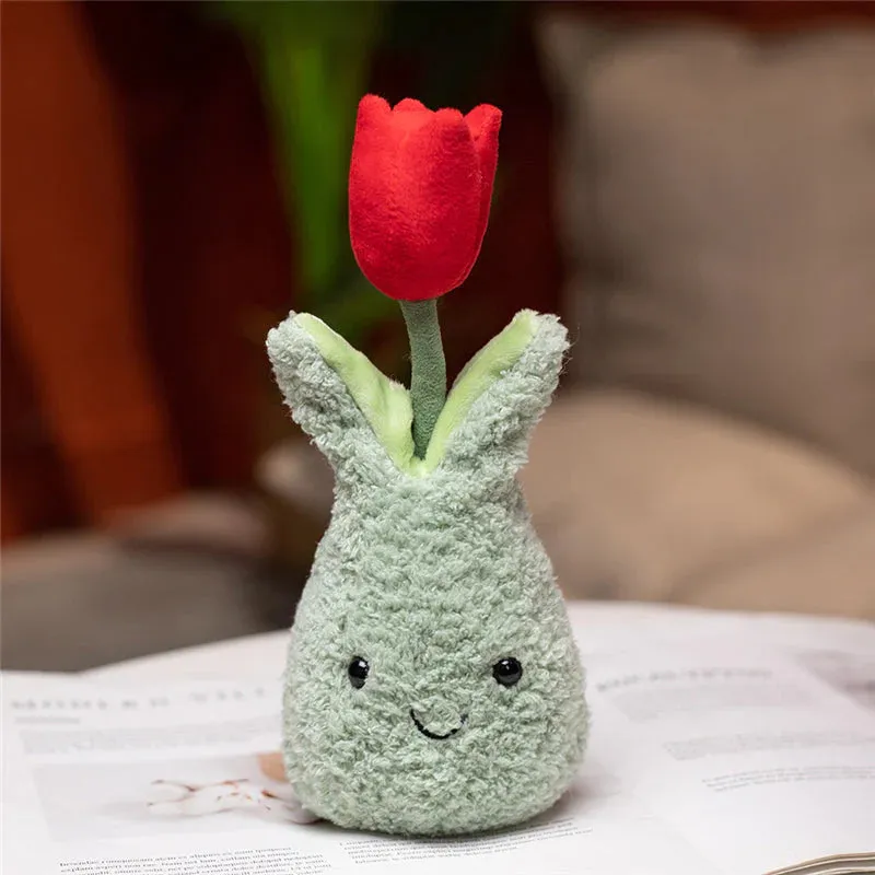 Friendly Kawaii Cuddly Tulip Flower Pot Stuffed Toy Plushie Collection