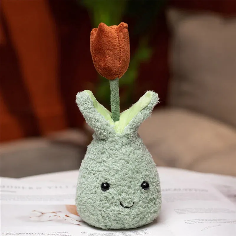 Friendly Kawaii Cuddly Tulip Flower Pot Stuffed Toy Plushie Collection