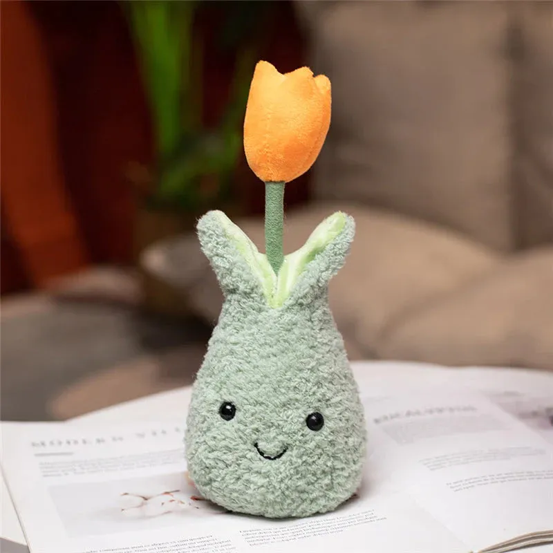 Friendly Kawaii Cuddly Tulip Flower Pot Stuffed Toy Plushie Collection