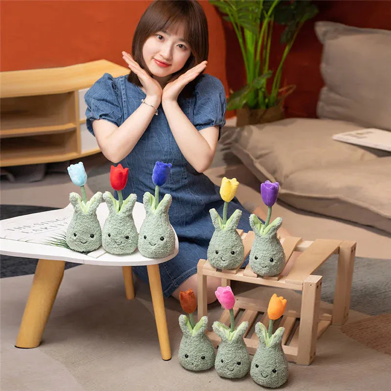 Friendly Kawaii Cuddly Tulip Flower Pot Stuffed Toy Plushie Collection