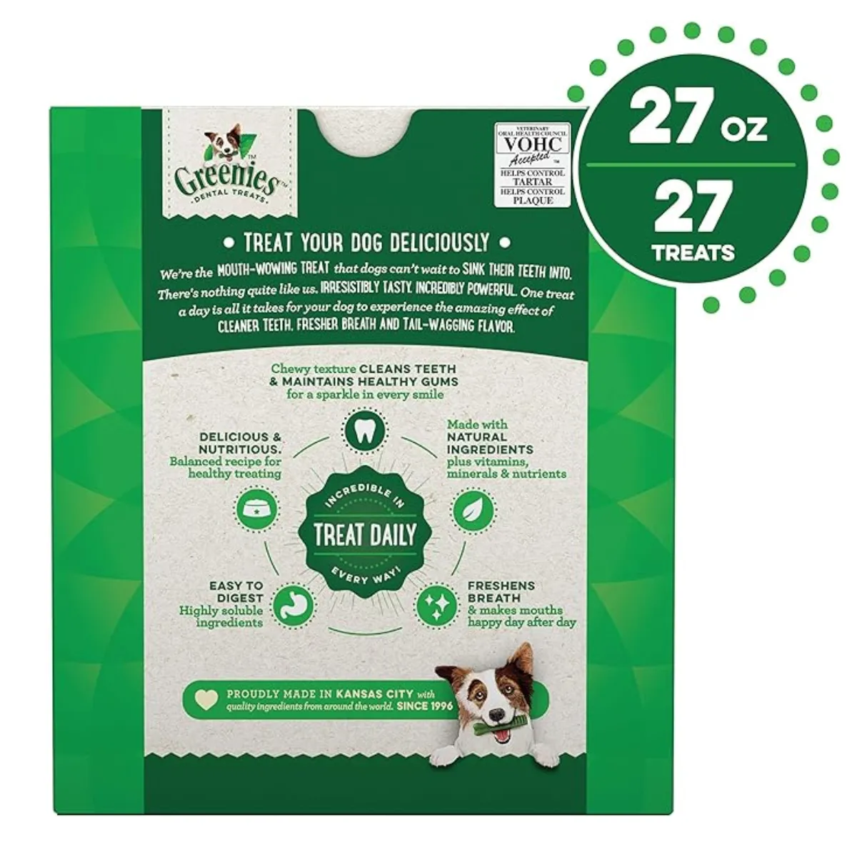 Greenies Regular Original Dog Dental Treats 27oz/27pk