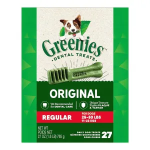 Greenies Regular Original Dog Dental Treats 27oz/27pk