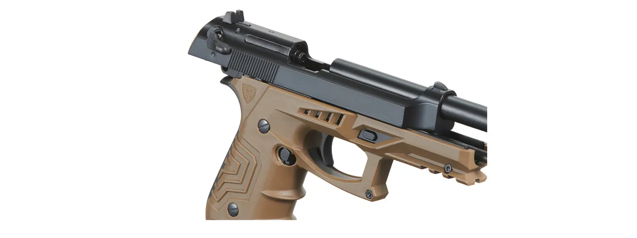 HFC Metal M92 Full-Automatic Co2 Gas Blowback Airsoft Pistol (Color: Black & Dark Earth)