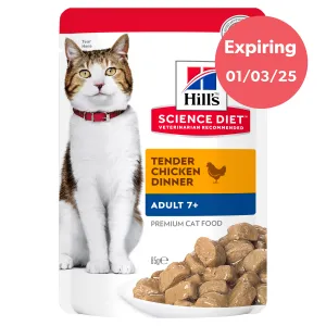 Hill's Science Diet Adult 7  Senior Chicken Cat Food pouches 85g x 12