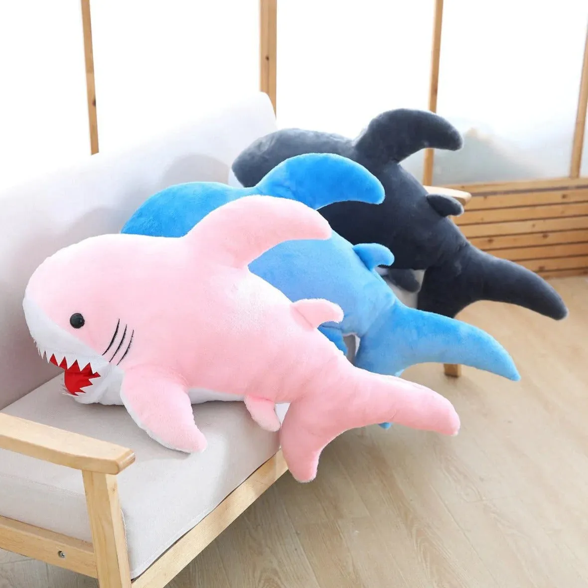 Huge Fluffy Kawaii Shark Stuffed Animal Plushies