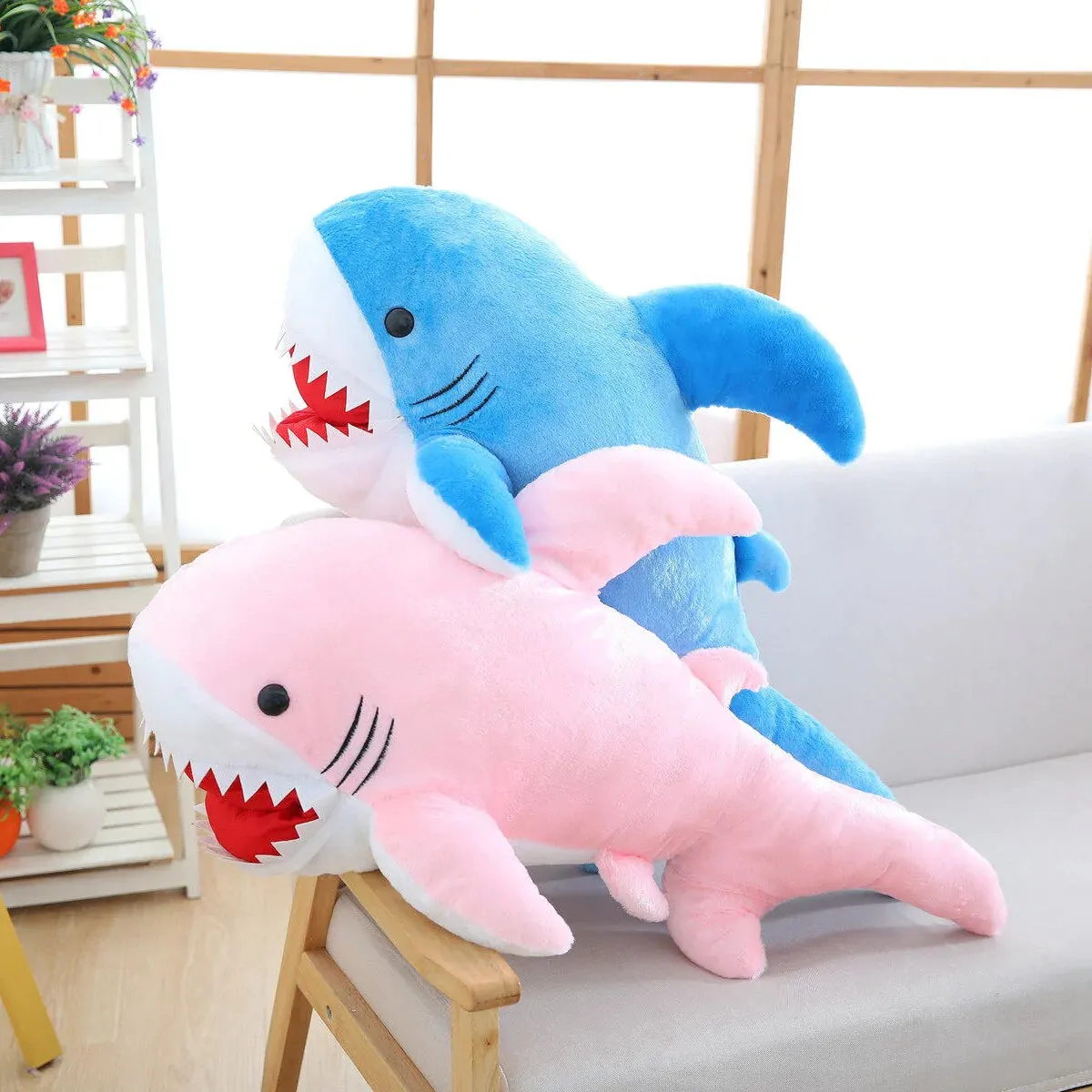 Huge Fluffy Kawaii Shark Stuffed Animal Plushies