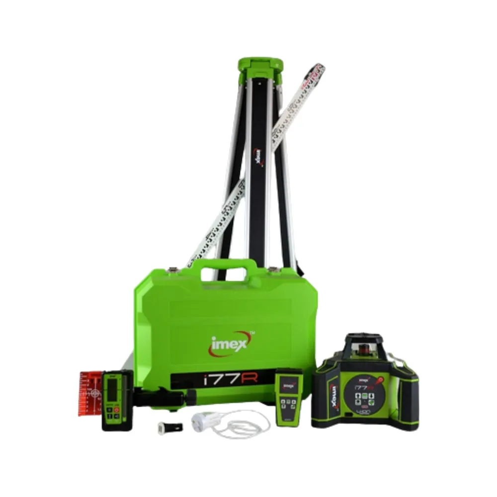 Imex 012-I77R 3.7V 9.0Ah Red Beam Cordless Rotating Laser & LRX10 Receiver Kit