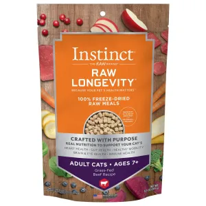 Instinct Raw Longevity 100% Freeze-Dried Raw Meals Grass-Fed Beef for Adults Ages 7  Cat Food 9.5oz