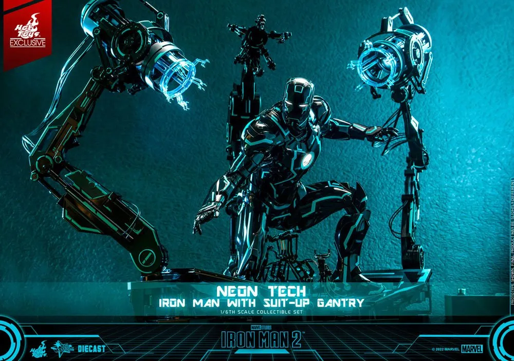 Iron Man 2 Action Figure 1/6 Neon Tech Iron Man with Suit-Up Gantry 32 cm