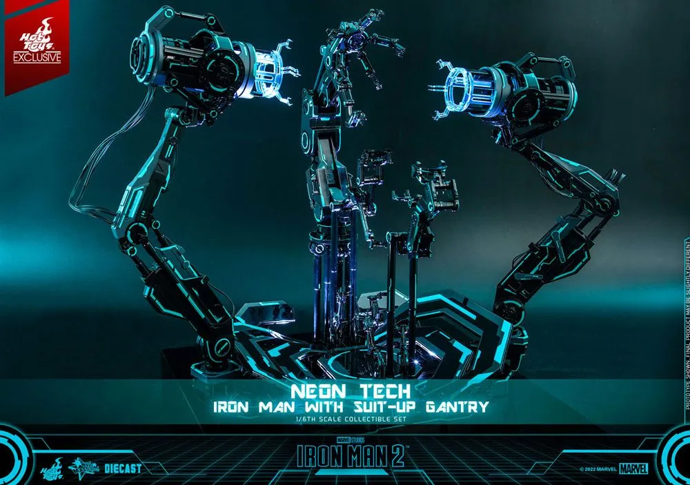 Iron Man 2 Action Figure 1/6 Neon Tech Iron Man with Suit-Up Gantry 32 cm