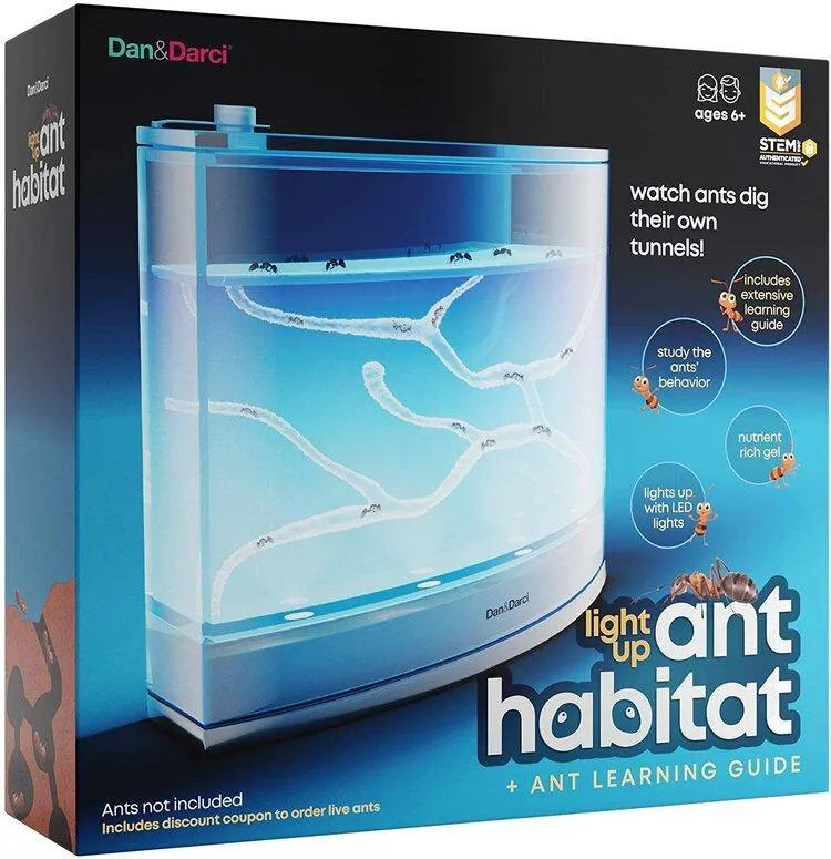 Light-Up Ant Habitat - LED Ant Farm for Live Ants
